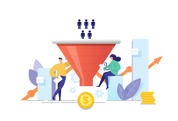 Lead generation and sales funnel illustration