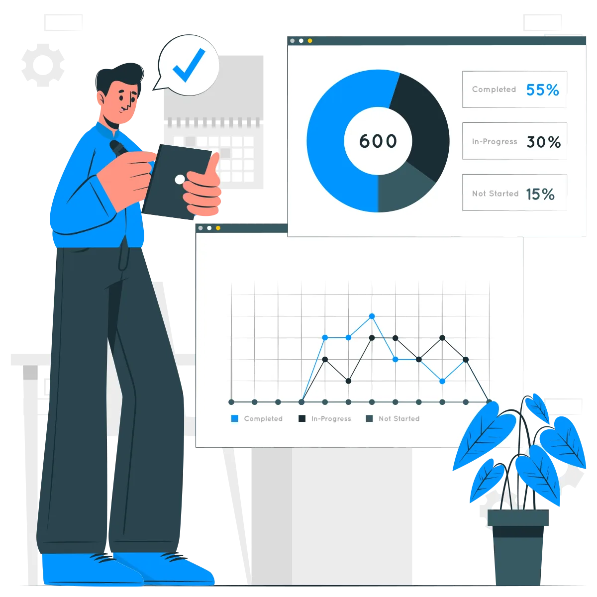 Business performance analytics and reporting illustration